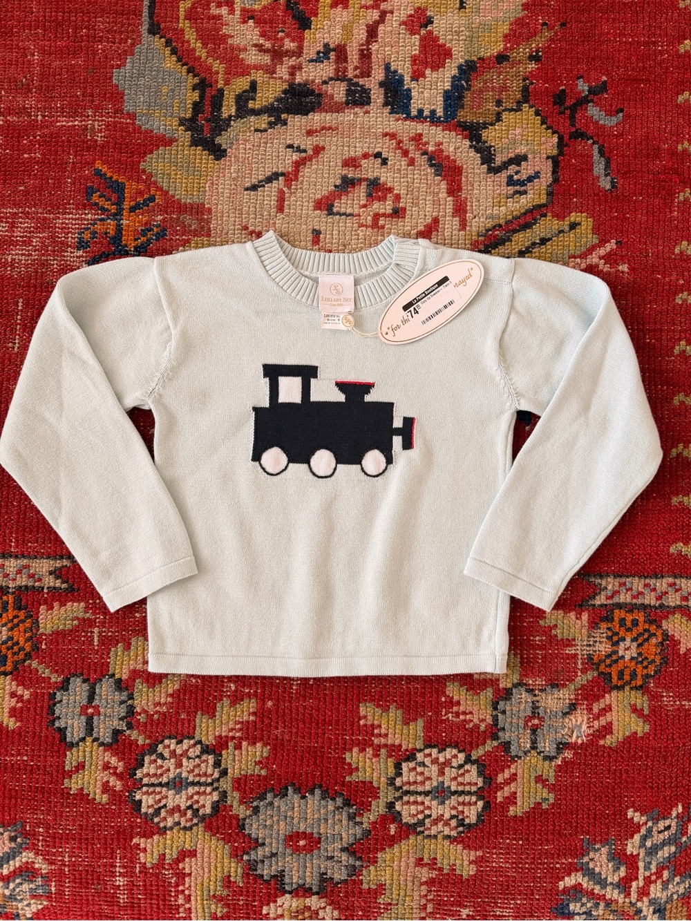 Baby Light Blue Knit Train Sweater by Kissy Kissy